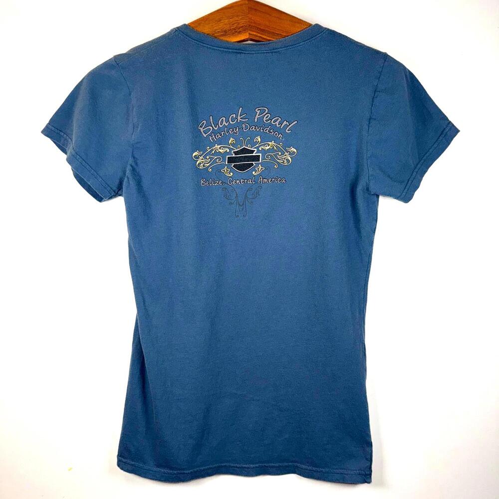 Harley Davidson V-Neck Black Pearl Belize Tee - Small - Picture 5 of 7